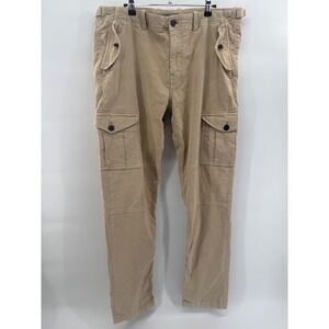 Michael Bastian Mens Tan Corduroy Cargo Pants Khaki Straight Leg Utility 36x32